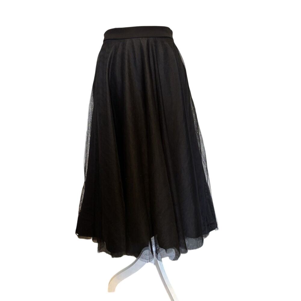 Aidan by Aidan Mattox High Low Skirt 6 Black Tull Overlay Goth Witchy Holiday
